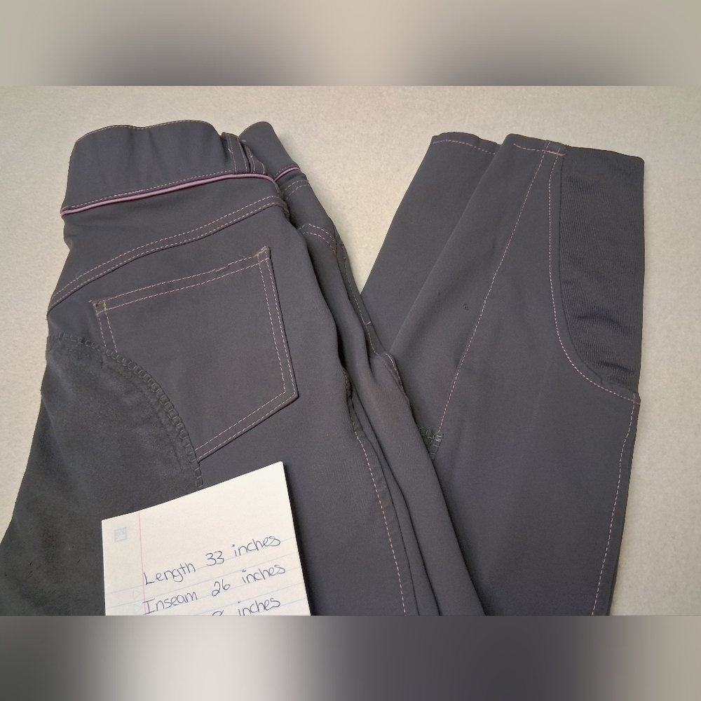 Elation Platinum Womens Breeches Riding Pants with Pink Stitching - Picture 3 of 12